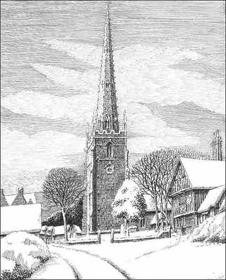 Yardley Church, snow, Birmingham